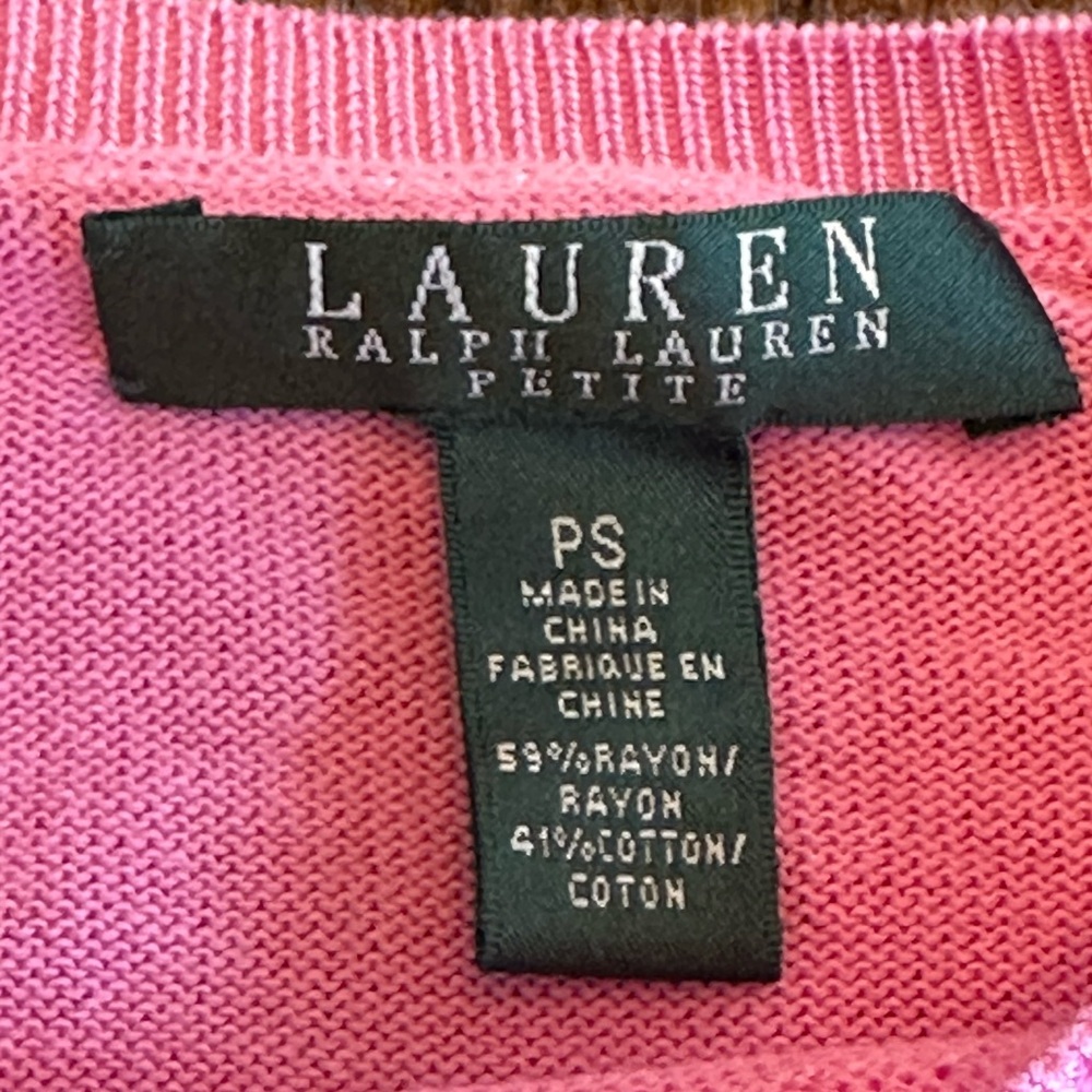 Lauren Ralph Lauren | Striped Knit Sweater, Pink & Orange Striped, Size PS - Picture 3 of 7